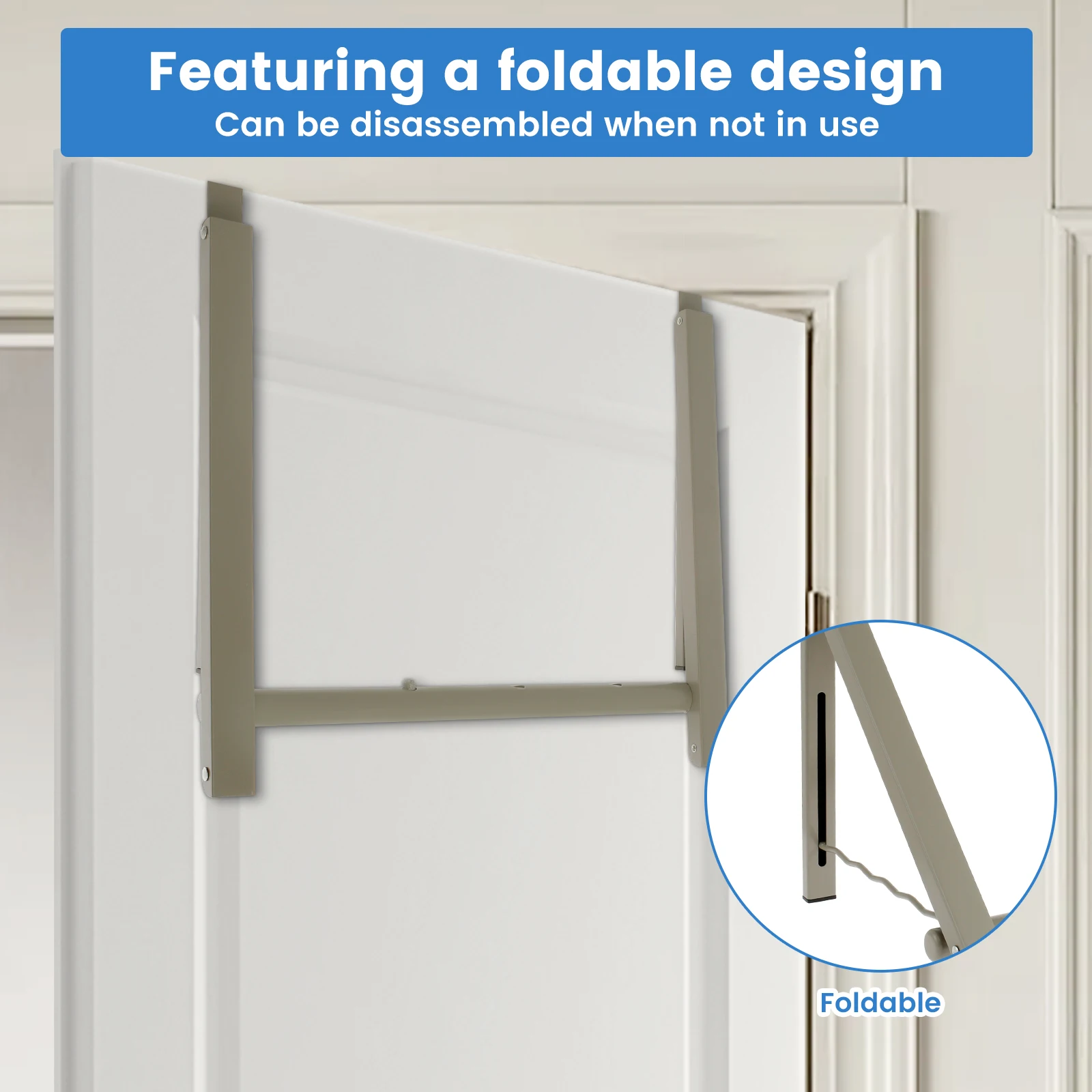 Foldable Over The Door Drying Rack Expandable Clothes Hanging Rack Travel Bedroom Bathroom Clothes Towel Bar Space Saving