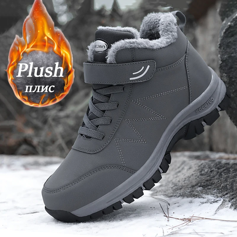 Winter Men Women Pu Leather Waterproof Boots Man Climbing Casual Shoes Unisex Outdoor Hiking Boots waterproof boots