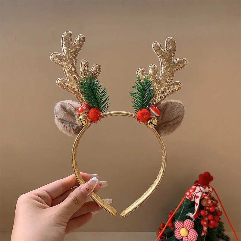 Christmas Hair Hoop Girls Plush Reindeer Antlers Deer Ear Christmas Party Cosplay Headbands Festival Hair Accessories Gifts