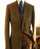 Regular Brown Mens Suits Slim Fit Herringbone Tweed Wool Blend Check Wedding Tuxedos Classic 3 Pieces Trajes De Hombre Blazer 2