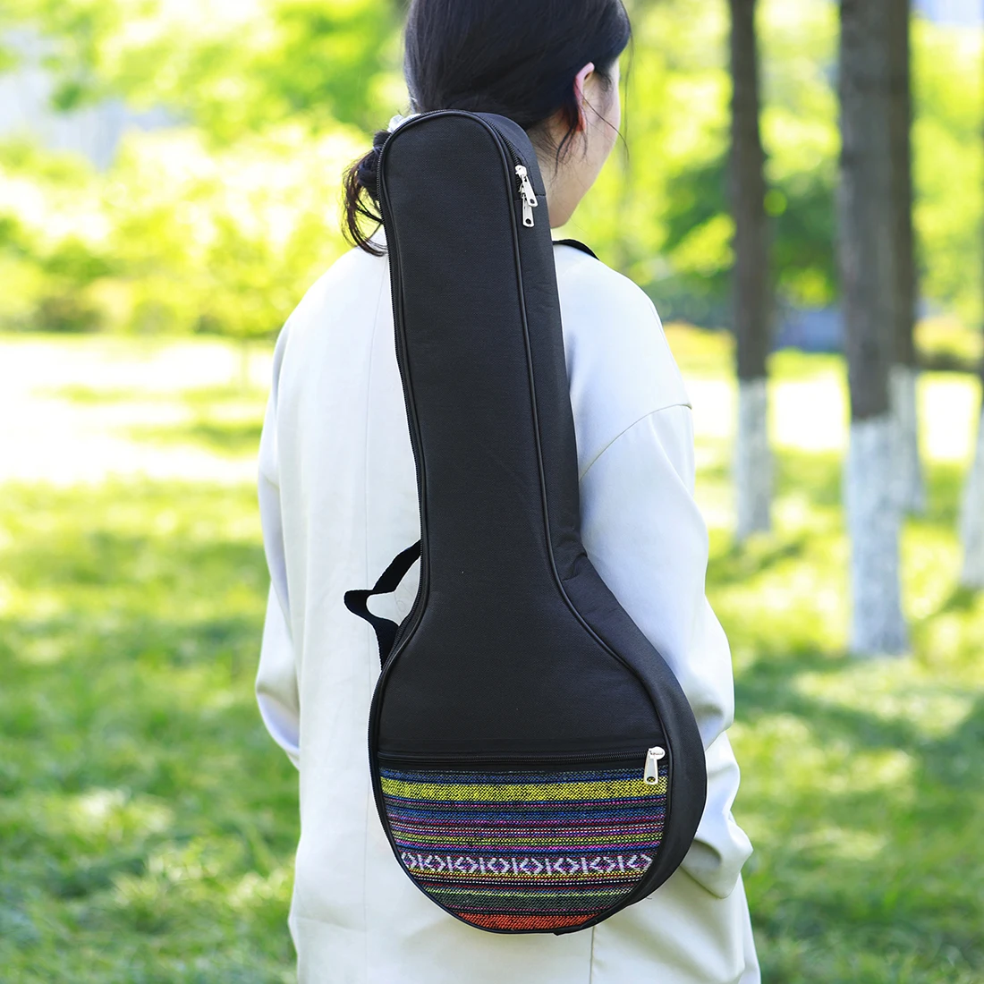 

4 String Banjo Bag Ethnic Style Ukulele Portable Handbag Banjo Backpack Cotton Padded Sandwich Musical Instrument Accessories