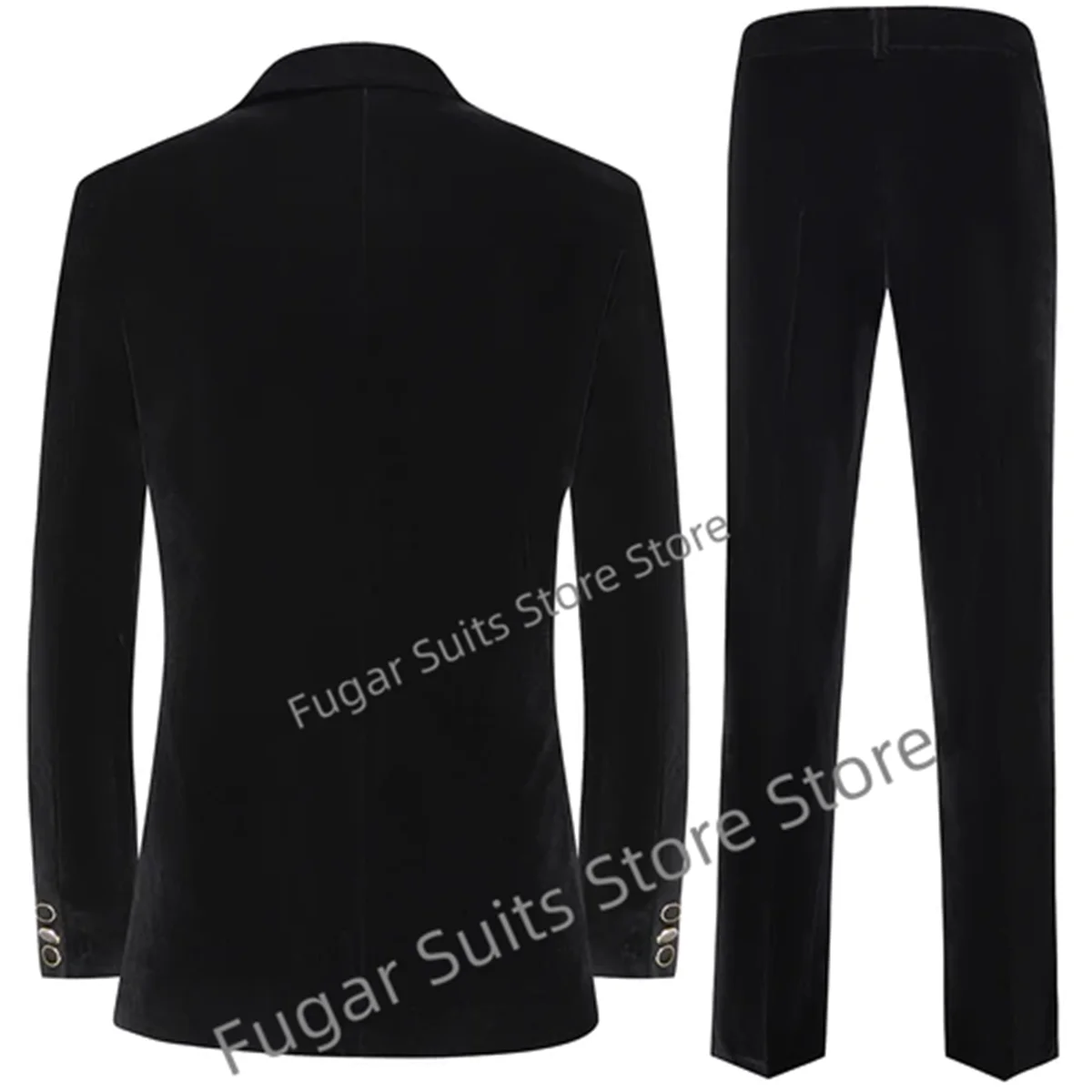 Luxury Rhinestone Velvet Black Elegant Suits For Men Slim Fit Peak Lapel Groom Tuxedos 2 Pcs Business Male Blazer Costume Homme