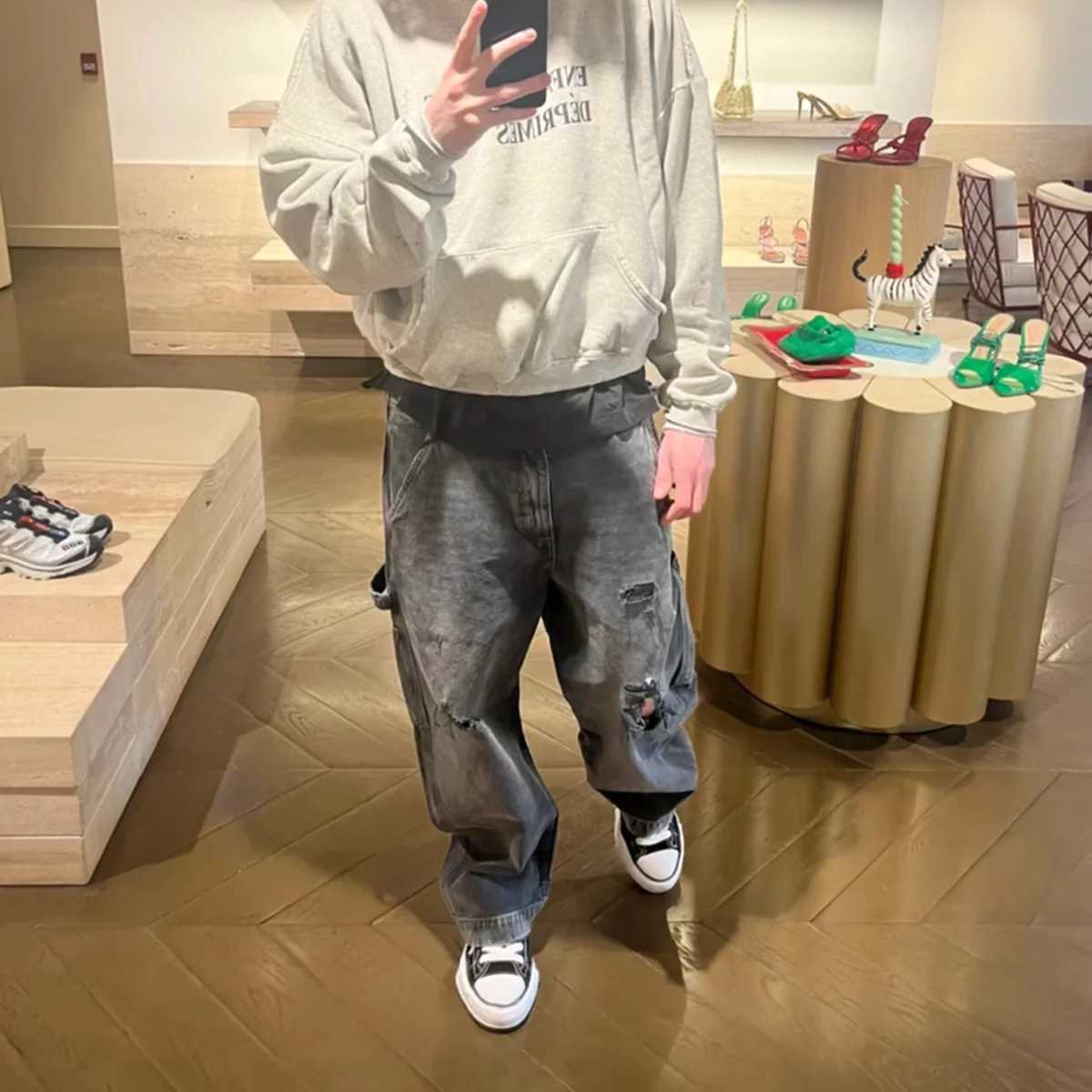 Yao Fashion ERD Luxury Casual Cargo Jeans Streetwear Loose Vintage Ripped Pants High Streetwear HipHop Unisex Trousers For Men 3