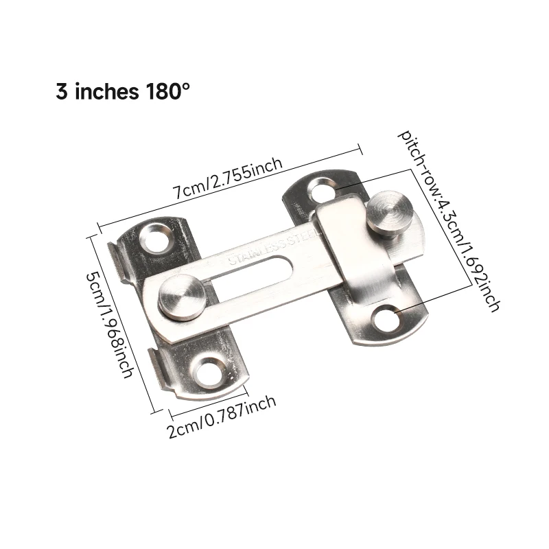 Door Latch Sliding Barn Door Latch for Locking Sliding 180 Degree Right Angle Door Lock Gate Bolt Wine Cabinet Closet Window Lock Plug