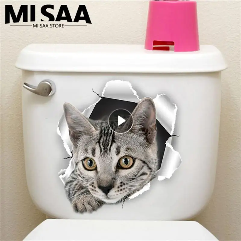 3D Cute Cat Toilet Sticker Bagno Toilet Cover Sticker Adesivi Murali Animali Wc Accessori Per Decorazioni Per Il Bagno Di Casa