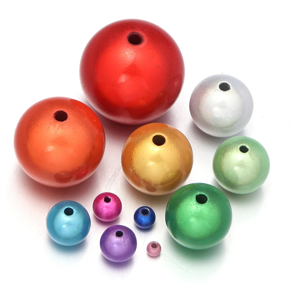 4-30mm ABS 반사 3D 미라클 샤이닝 드림 아크릴 원형 스페이서 비즈 레이저 직선 구멍 비즈 장 DIY 제작