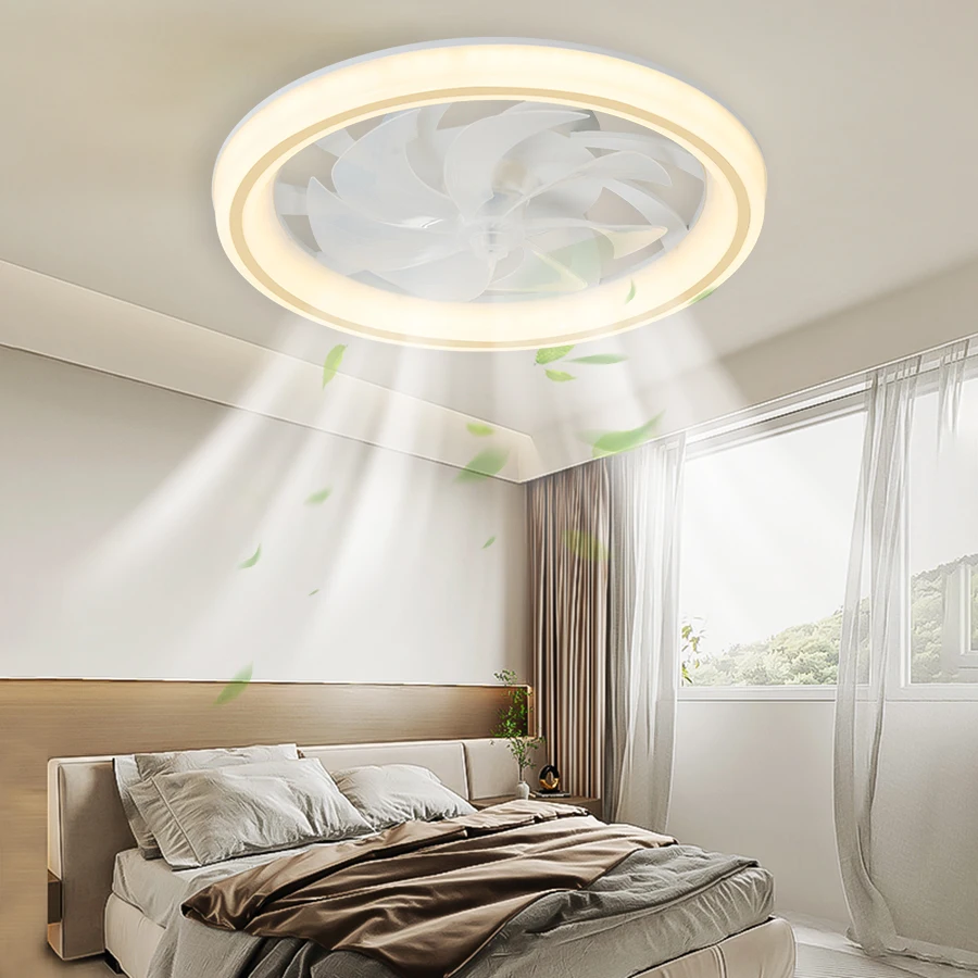 LED Ceiling Fan Light Modern Thin RGB Remote Control Dimming Mobile App Control Indoor Bedroom Living Room Dining Room 110-220V