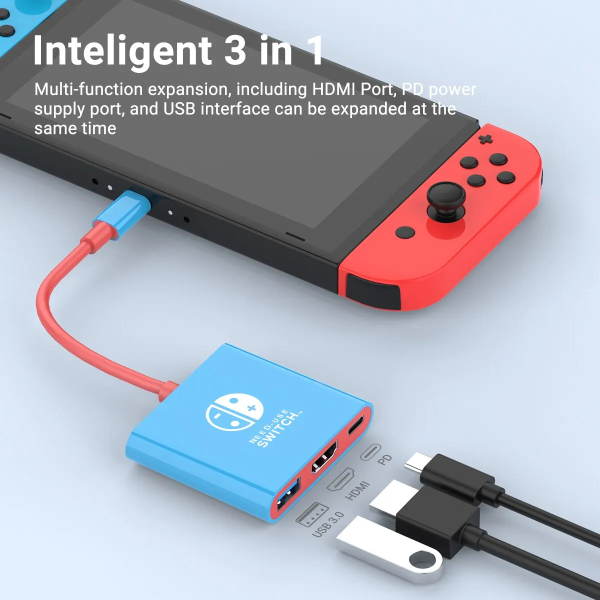 Portable Nintendo Switch Docking Station TYPE C Hub with HDMI and USB 3.0 Perfect for Travel and Gaming