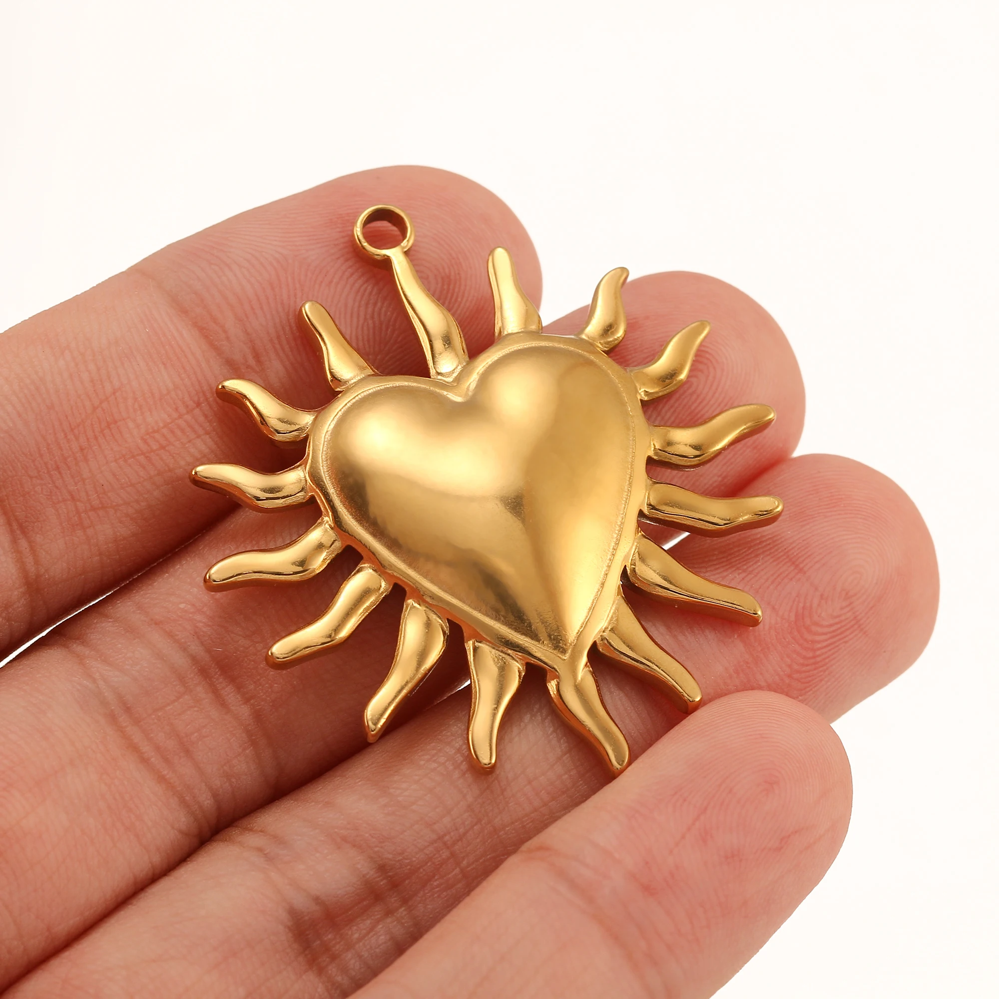 3 Stück Edelstahl Mode Retro Bohemian Sun Conch Charms DIY Schmuck Ohrringe Halskette große Anhänger Gold Farbe machen – Detail 8