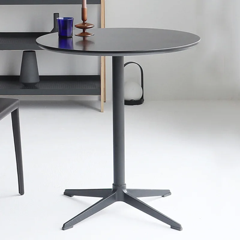 

Simple negotiation table, round table, black and white dining table, modern reception table, outdoor coffee table