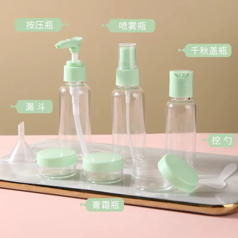 Compact 7-Piece Travel Toiletry Bottle Set - Refillable, Leakproof, and Lightweight Containers