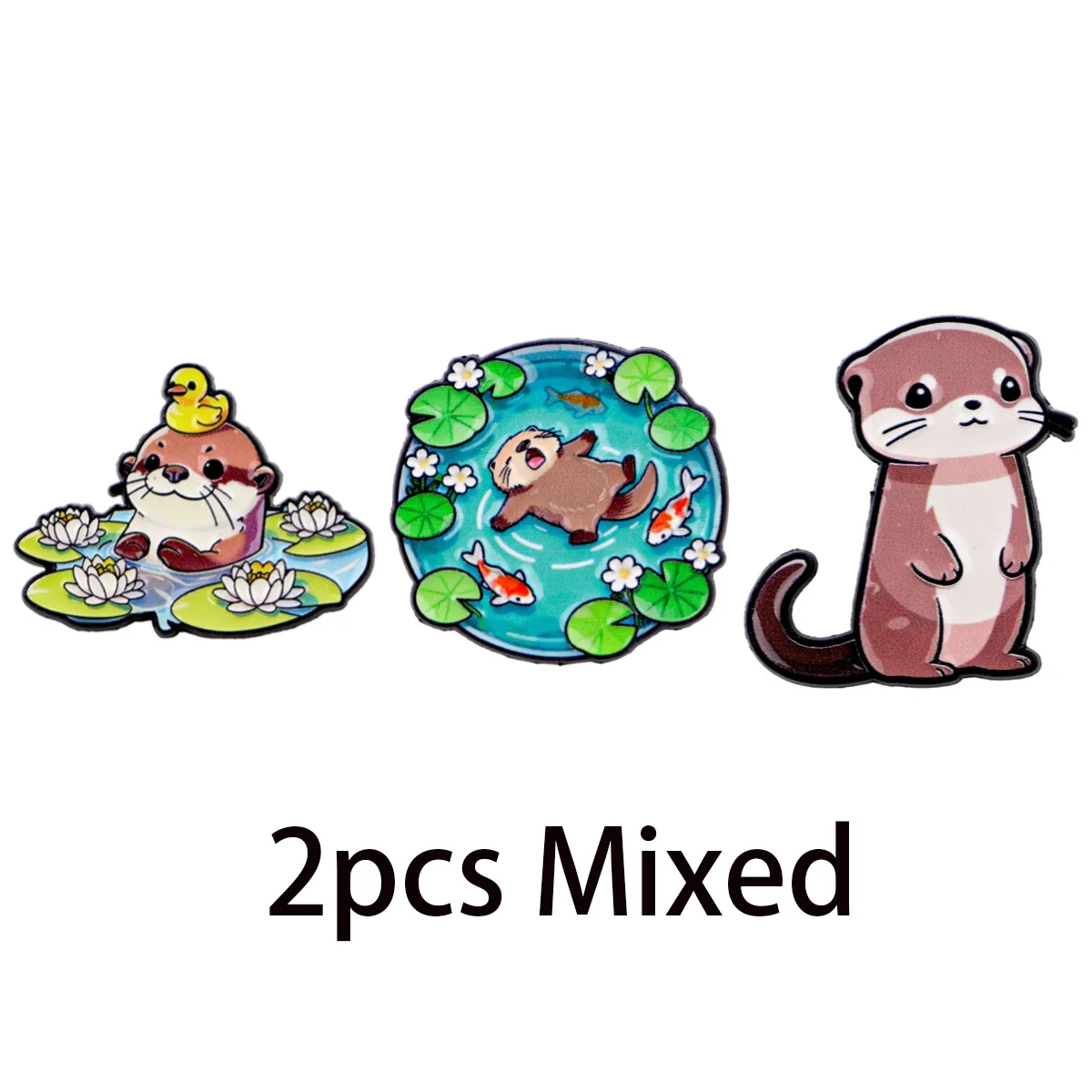 Charming Flower Bouquet Otter Enamel Pin - Cute Animal Brooch Badge for Backpack & Clothing Accessories