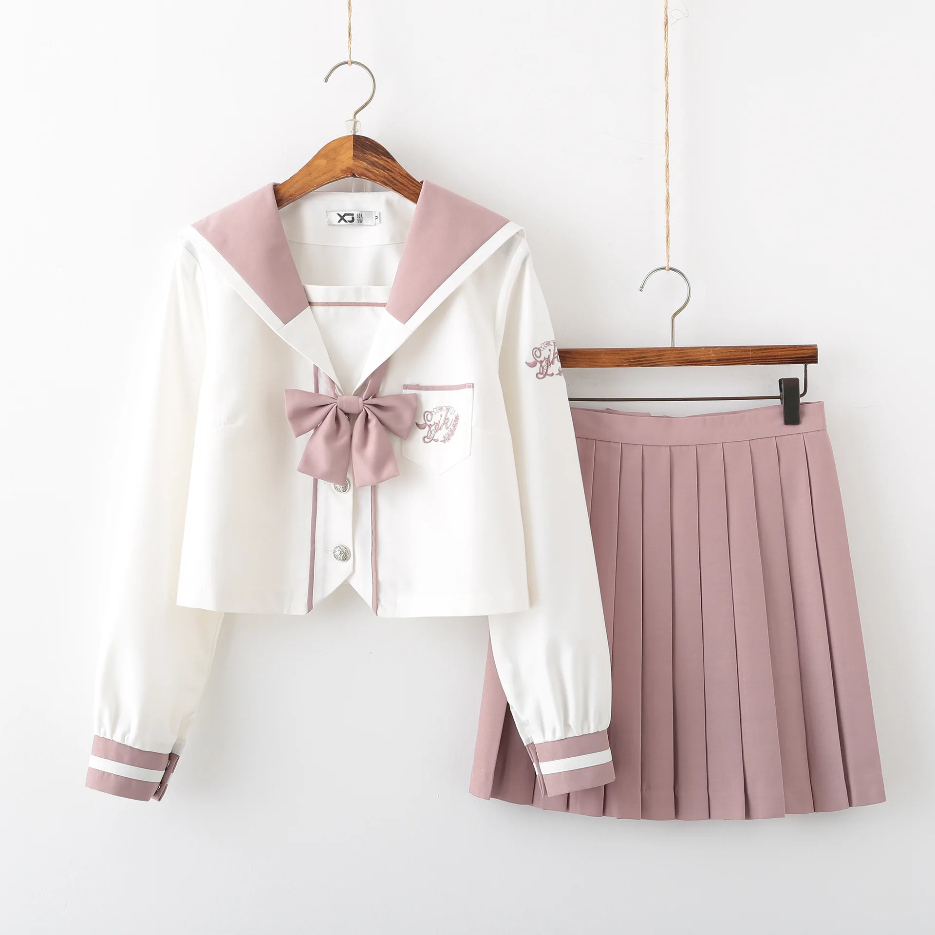 

Japanese Pink JK Uniforms Sailor School Uniforms Anime Cosplay Students Clothing College Middle School Uniform Top Pleated Skirt
