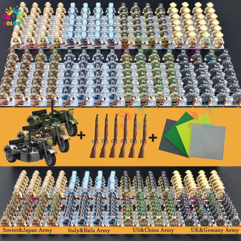 New Military Ww2 Figure Building Blocks Us Sovietico Regno Unito Cina Esercito Soldati Mattoni Giocattoli Educativi Per Bambini Regali Di Compleanno