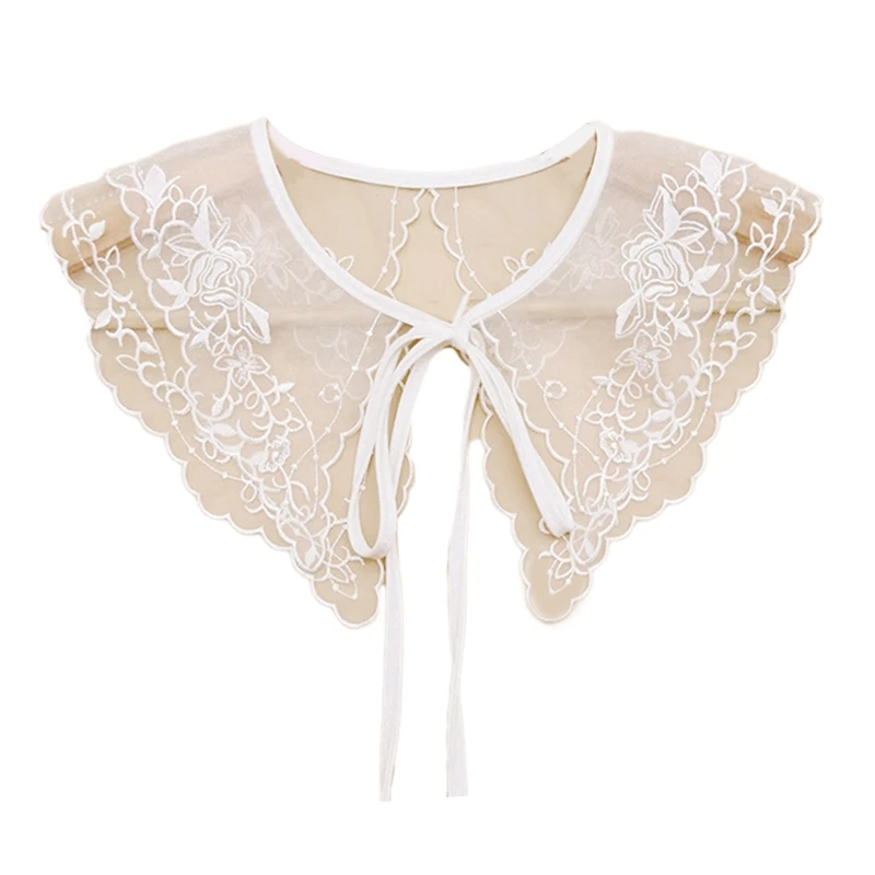 

False Collar Embroidery Dickey Collar Venise Lace Up Neckline Detachable Collar DXAA
