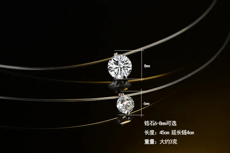 Pendant Necklace Silver Necklace Silver Pendant Silver Necklace Charms S925 Sterling Silver Transparent Fishing Line Women's Necklace