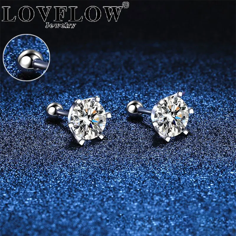 

귀걸이 4ct All Moissanite Diamond Stud Earrings Screw Thread100% S925 Sterling Silver Earring For Women Valentine's Day Gifts