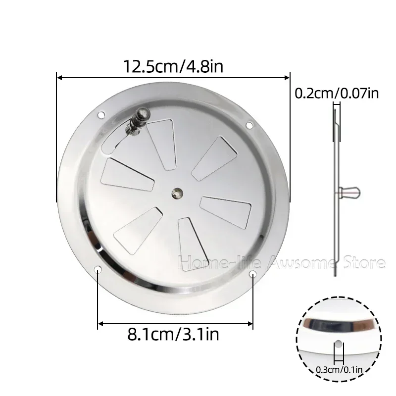 Air Louver Vent 125mm Stainless Steel 316 Boat Marine Round Grille Ventilation Louvered Ventilator Grill Cover Side Knob Opening