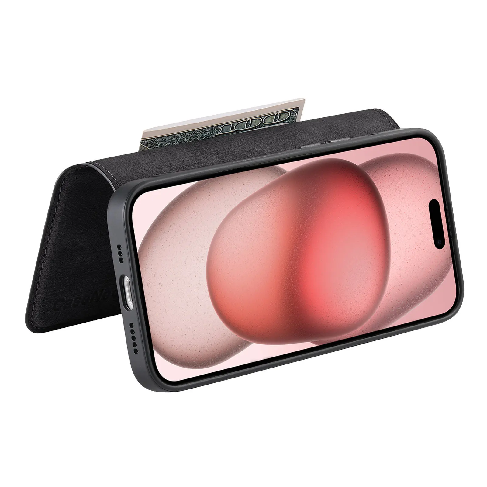 RFID Blocking Leather Case with MagSafe Wallet and Wireless Charging Compatibility
