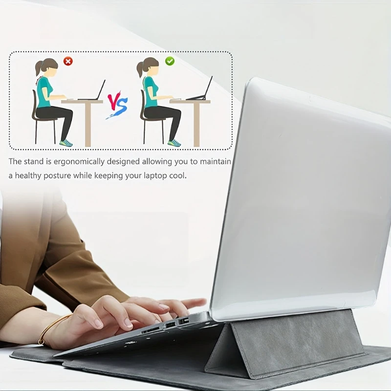 Solid Color Laptop Sleeve with Stand 13.3/14.1-15.4 Inch Protective Case For Tablet Laptop