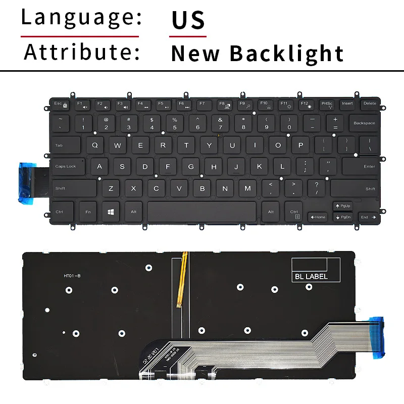 Teclado Portátil com Luz de Fundo para Dell Vostro 14 5468 5471 Latitude 3379 3390 3490 P61f P69g us Russo br sp - Imagem 5