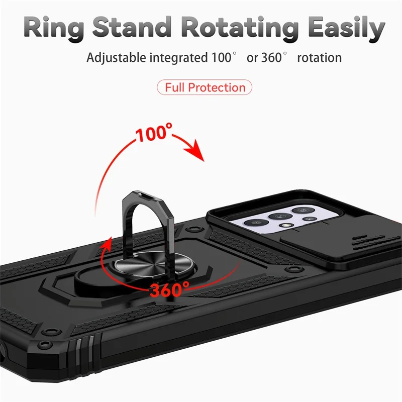 5G Armor Shockproof Case with Slide Lens Cover & Magnetic Car Holder Ring
