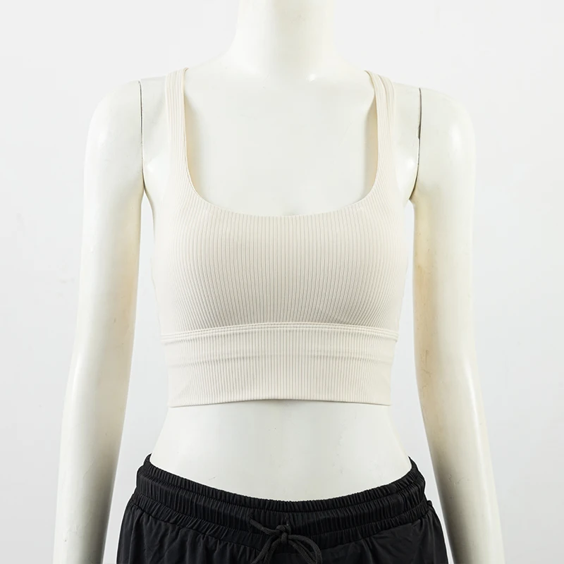 Sports Underwear Yoga Top Ribbed Vest Women Free To Be Fitness With Chest Pad Sports Running Back to Wear Custom Logo