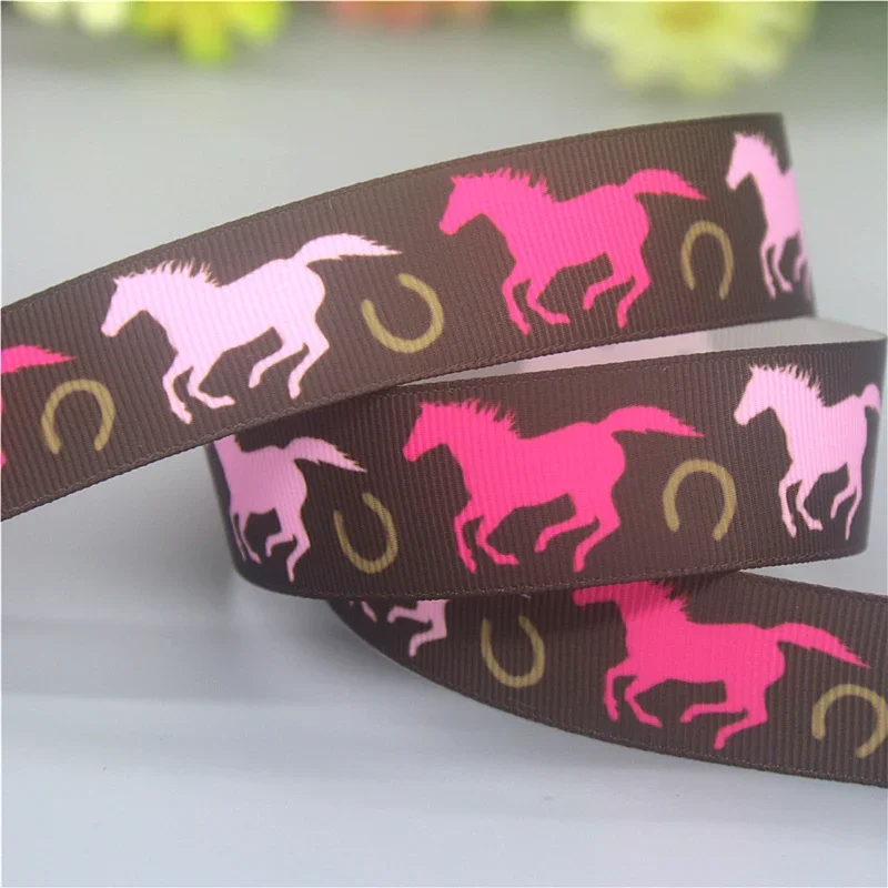 DUWES 50yards Cow Bull Rhino Sloth Horse Koala Printed Grosgrain Ribbon Accessories Decoration Collar DIY Sewing Craft D2553