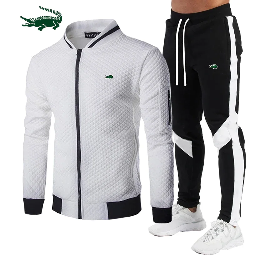 

CARTELO Spring and Autumn Fashion New Men's Jacket Set Casual Set Spliced Pants Baseball Jacket High Quality Embroidery Clothes
