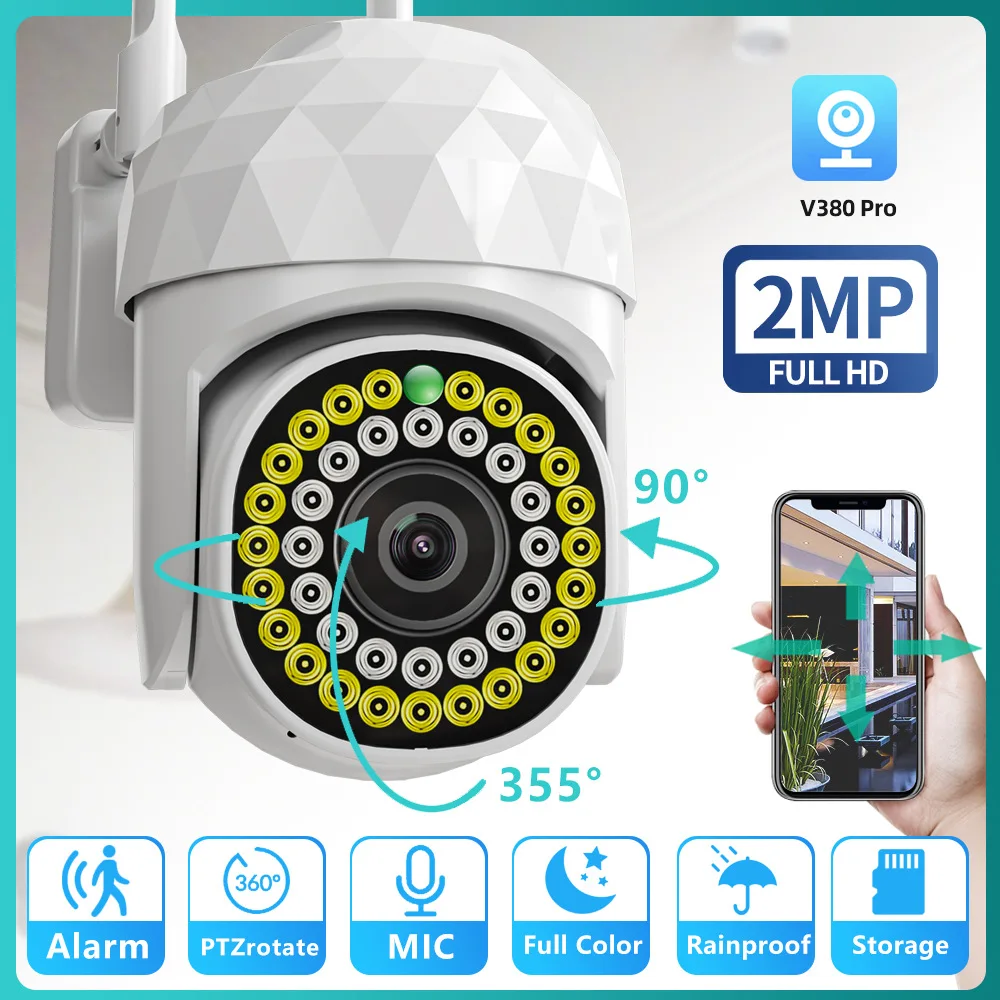 

2MP 1080P V380 App Full Color Wireless PTZ IP Dome Camera AI Humanoid Detection Auto Tracking Home Security CCTV Baby Monitor