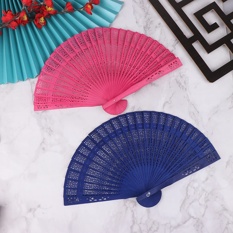 Fashion Wedding Hand Carved Folding Fan Chinese Wooden Fan Vintage Hollow Antiquity Folding Gifts 1pc folding fan hand fan wooden hand fan
