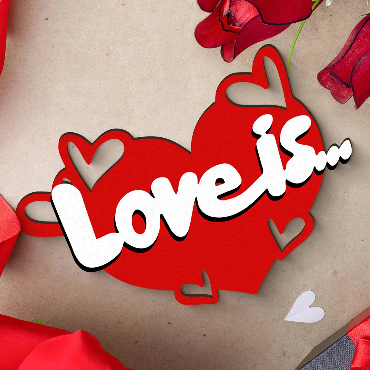 1PC, Valentine's day, red heart-shaped love decorative tag, Valentine's Day room decoration, wedding, wall decoration pendant