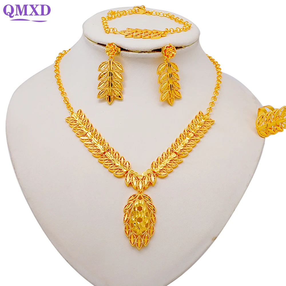 

African Jewelry Set Big Necklace Dubai Ethiopian Jewelery Earring Bracelet Copper Pendant Set Bridal Gift Wedding Charm Gifts