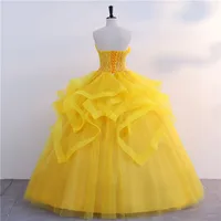 New Gold Quinceanera Dresses Classic Strapless Ball Gown Real Photo Prom Dress Shinny Formal Gown Luxury Modern Vestidos - Image 3