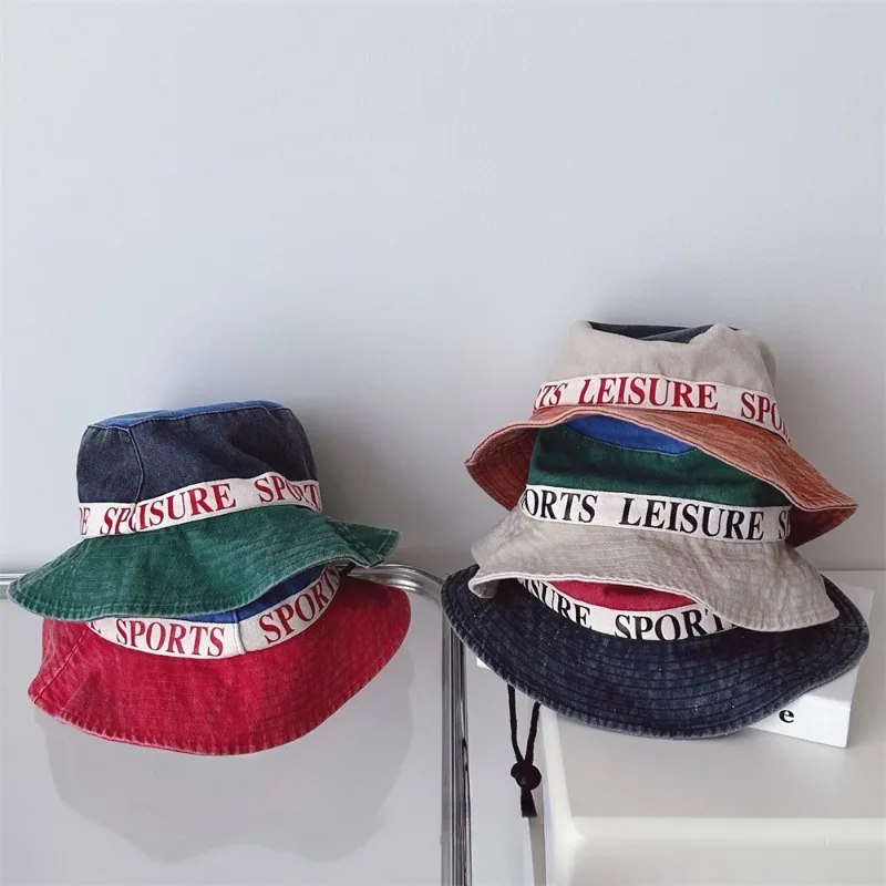 Japanese children's Fisherman hats vintage letters Kids outdoor hat Mountaineering hat patchwork bucket hats japanese children s fisherman hats vintage letters kids outdoor hat mountaineering hat patchwork bucket hats