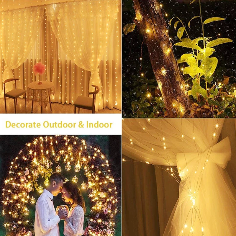 Description Picture 3 of item3M LED Fairy String Lights Curtain Garland USB Festoon Remote Christmas Decoration New Year Lamp Holiday Wedding Decorative