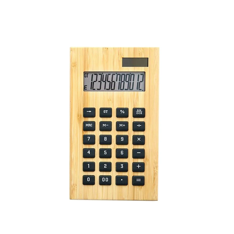 

Бамбуковый офисный калькулятор, 12-значный ЖК-дисплей, школьный специальный подарок, коммерческий инструмент с питанием от солнечной батареи