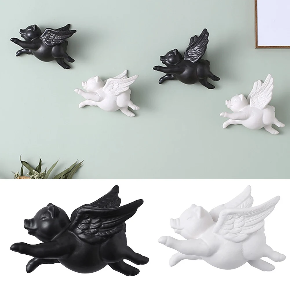 

Nordic Style Creative Fly Pig Wall Mounted Ornament Living Room Bedroom Background Ceramics 3D Cute Pig Hanging Decor Pendant