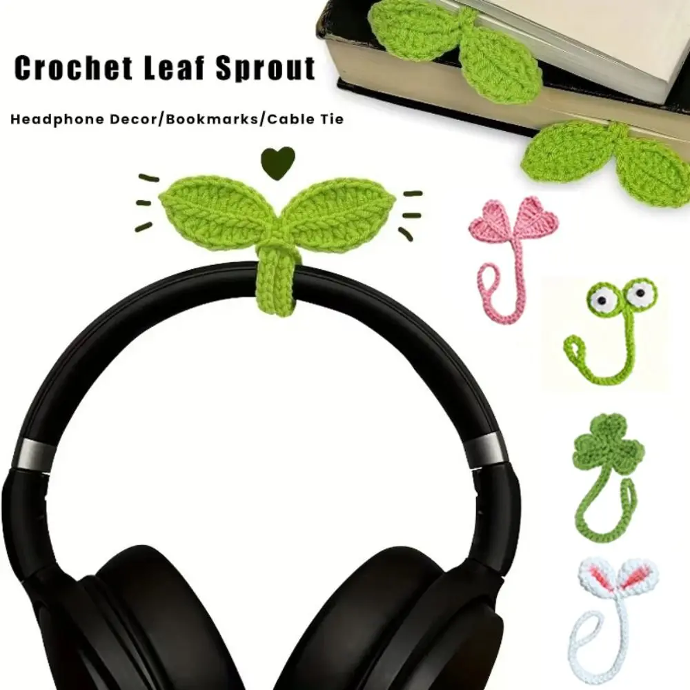 Multifunctional Hand-Knitted Crochet Leaf Sprout Versatile Crochet Leaf Bud Headphone Decor Cute Decor Cable Tie crochet headphone decor