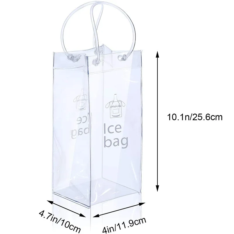 3PCS Collapsible Clear PVC Pouch Wine Cooler Bag PVC Wine Pouch Bags for Champagne Cold Beer White Chilled Beverages