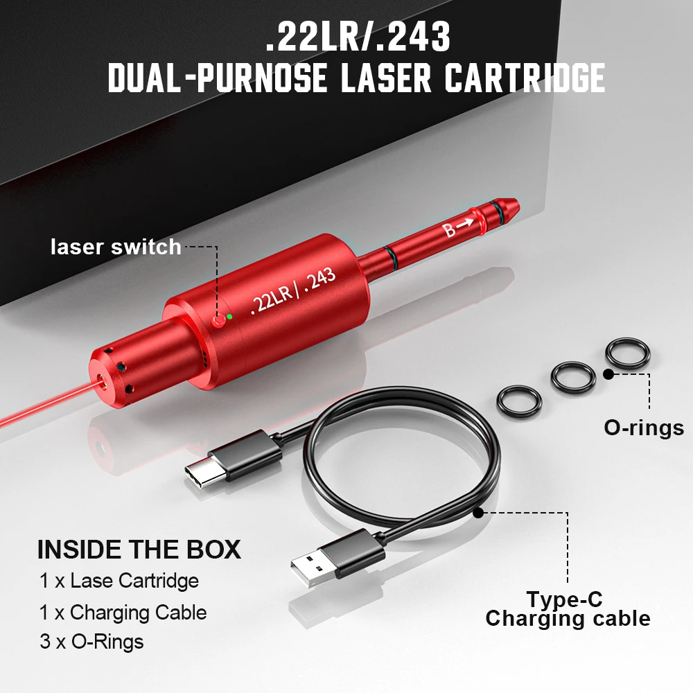 22LR 243 multifunctional magnetic red green light trainer dual-use for training and calibration
