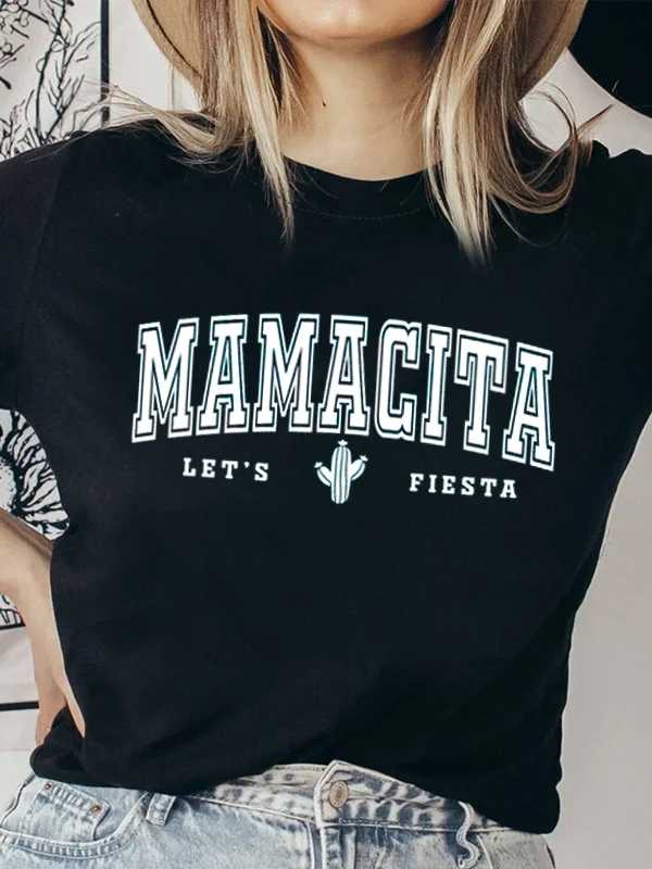 

Mamacita Let Is Fiesta Slogan Women T-shirt New Hot Sale Fashion Mother's Day Female Shirt Trend Holiday Gift for Mom Girl Tee