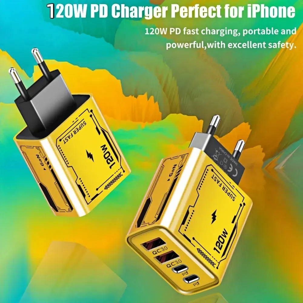 Hot 120W GaN Charger Ultra Fast Charging Type-C Phone Charger USB-C QC 3.0 Laptops Charger Mobile Device Accessories