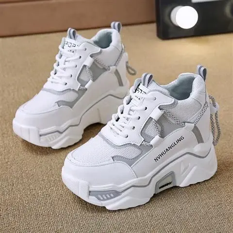 Purple Wedge Sneakers for Women Tennis Shoes Basket Femme Thick Platform Wedge Breathable Sport Shoes Ladi Heightening10cm