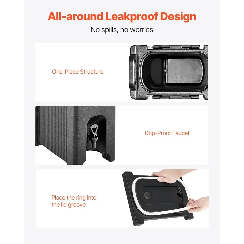 insulated beverage dispenser, 5 gal/19l hot and cold beverage server with spigot & handle, food-grade thermal drink dispenser c