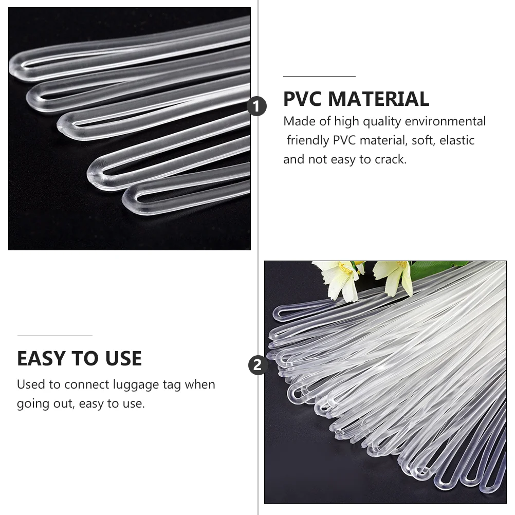 1 Set 100 Pcs PVC Luggage Loops Luggage Tag Worm Loops Straps (Transparent) 6