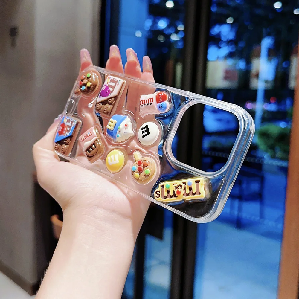 Super Cute M beans chocolate Phone Case for iPhone 16 15 14