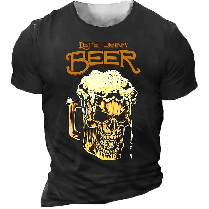 

Beer Print Men's T-shirts 3d Hip Hop Rock Tshirt Drinking Short Sleeve Male Clothing Vintage Tops for Men Homme Camiseta Hombre