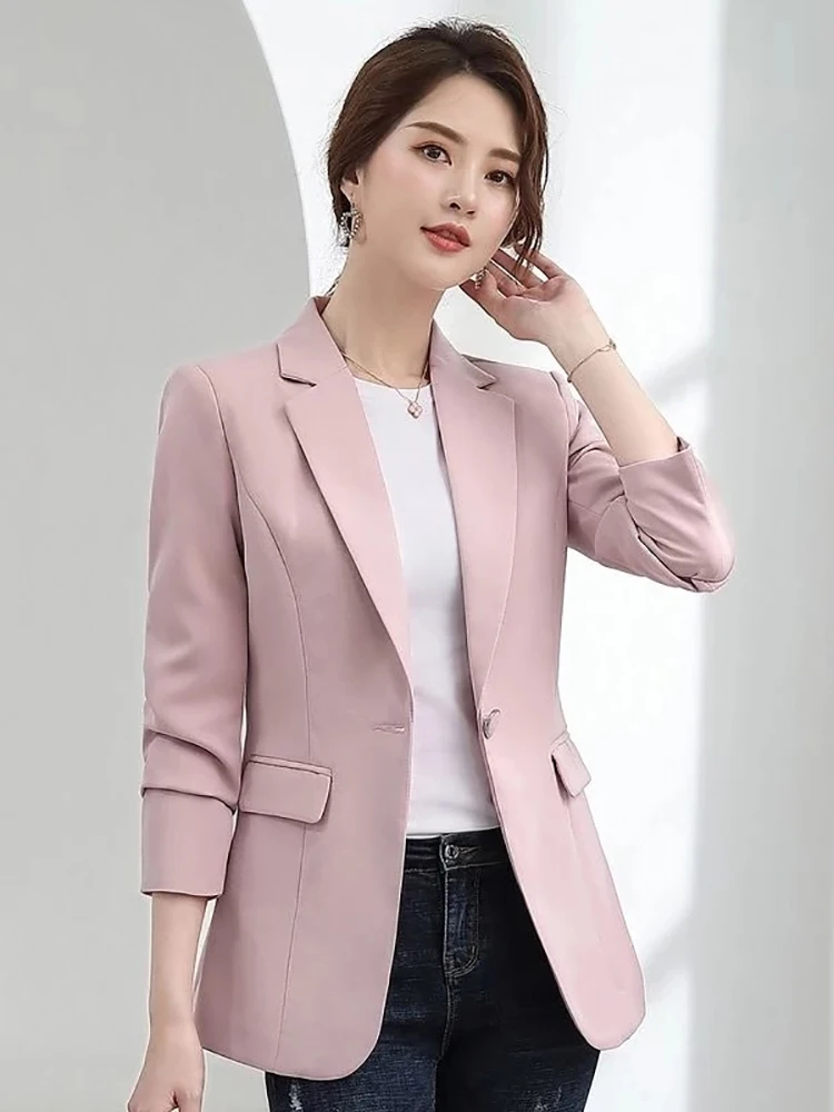 Fitshinling-2023-Autumn-Spring-Basic-Blazer-Woman-Clothes-Button ...