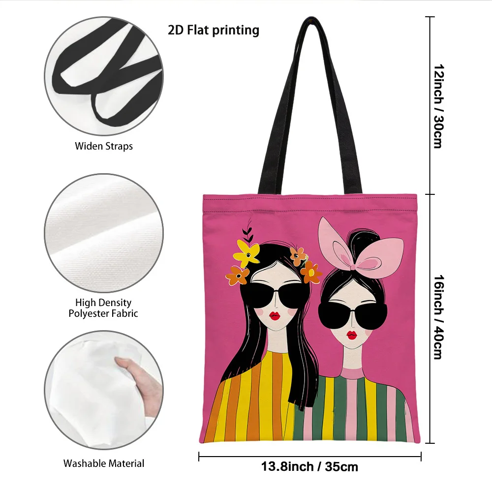 Chic Reusable Tote Bag with Stylish Print - Perfect for Shopping, Groceries, and Beach Outings